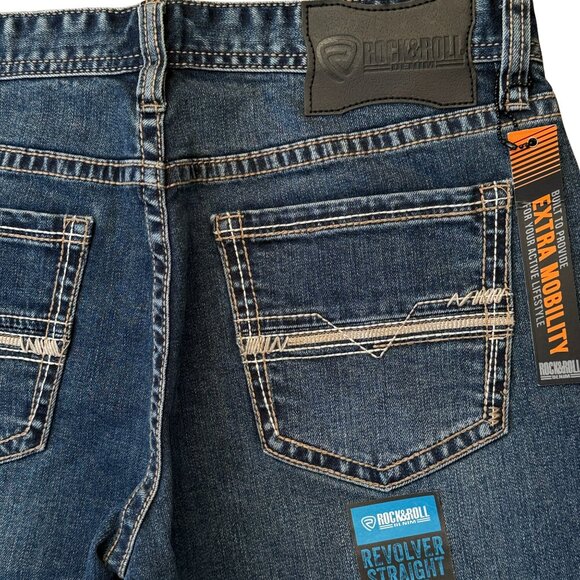 NEW Rock & Roll Denim Men's Revolver Slim Fit Straight Boot Jeans (32x34) - Picture 8 of 9